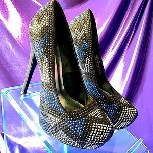 Shi by Journeys | Intensity - Blue, Black and Silver Platform Pumps (WORN)